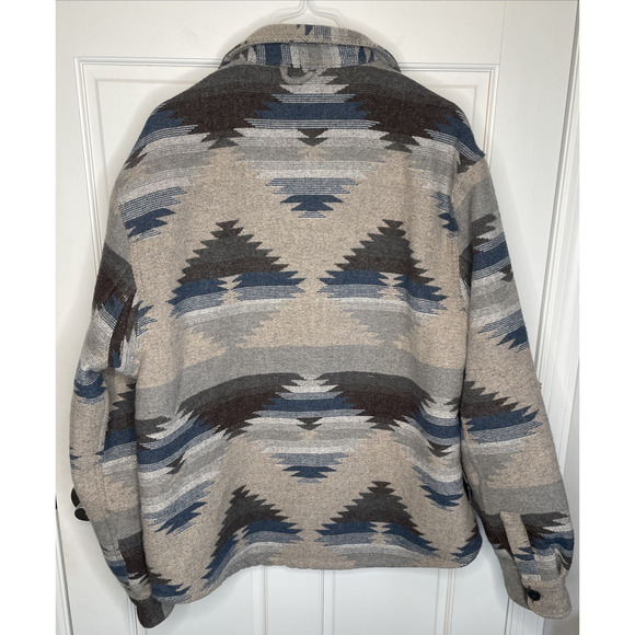 Jachs New York Men's Barn Shacket Sz XL Sherpa Lined Wool Blend Aztec Chore - Picture 7 of 15